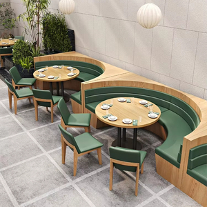 Asiento de sofá de estilo moderno, mesa cuadrada de madera y silla, cafetería, restaurante, juego de cantina de hotel - Product Image 1