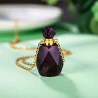 Pendentif de luxe en pierre naturelle, diffuseur d'huiles essentielles, flacon de parfum, collier, bijoux