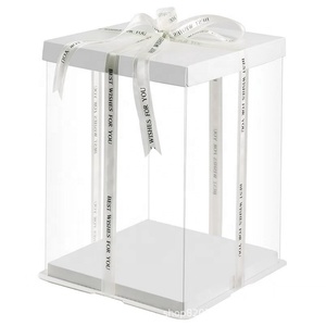 New Thick Customized Food Grade White Cardboard Party Birthday Wedding Luxurious Transparent PET Cake <b>Box</b> - Product Image 1