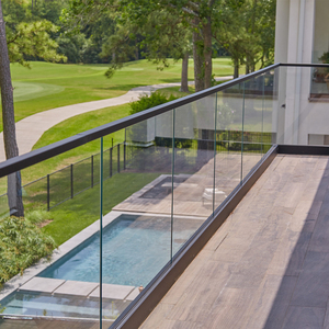 Balustrade en verre trempé avec profilé en U en aluminium pour balcon d'hôtel de villa au design moderne, installation encastrée, résistance <span class=keywords><strong>à</strong></span> la rouille - Product Image 5