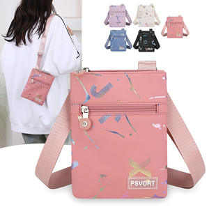 Psvort Mini bolso cruzado cuadrado rosa vertical con bolsillo frontal con cremallera, bolso de hombro portátil para mujer - Product Image 4