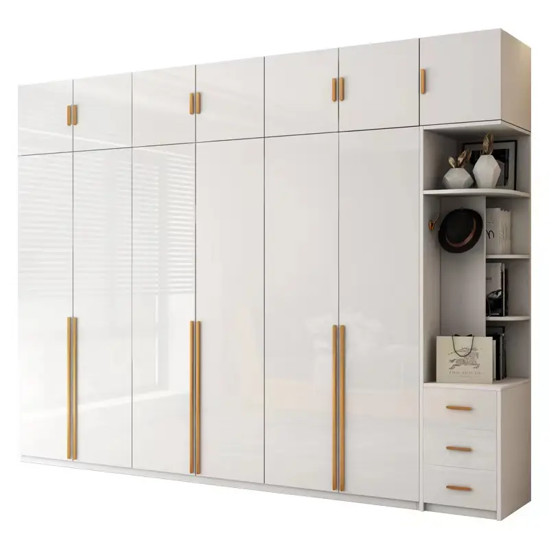 PA furniture modern bedroom custom closet glass door wooden wardrobe
