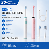 Sikat Gigi Elektrik Sonic LED Pintar OEM/ODM dengan 4 Bulu Sikat Lembut, Dapat Diisi Ulang & Pemutih Gigi IPX7 untuk Pasangan