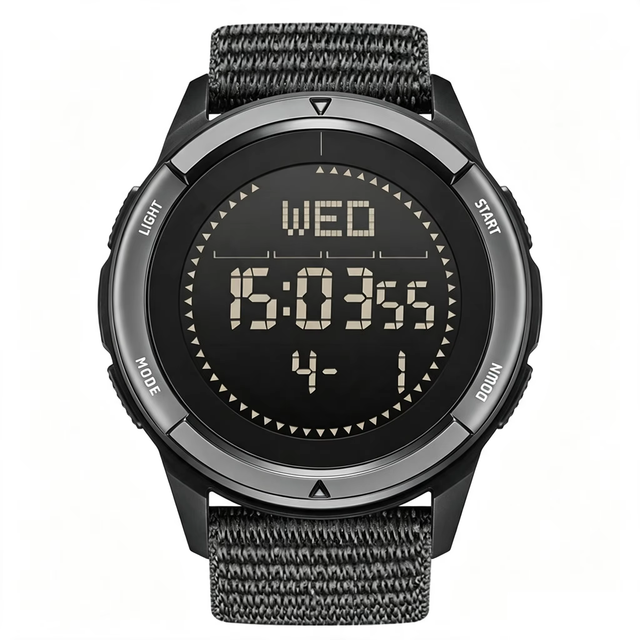 Outdoor Sports Watch Carbon Fiber LCD Digital Watch Nylon Waterproof Electronic Watch Hiking Swimming Pedometer Metronome Watch
