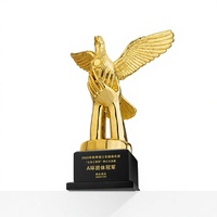Trophée en résine Peace Bird Awards pour concours scolaires et de danse, plaqué or, durable, poli, style sportif, avec logo personnalisé, coffret cadeau
