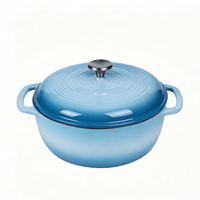 Cocotte en fonte émaillée bleu clair 6 QT, ustensile de cuisson tout-en-un pour cuisinière, four et induction