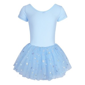 Robe de danse tutu de ballet pour filles, justaucorps à manches courtes, jupe en tulle, tenue d'entraînement et de spectacle - Product Image 6