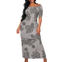 Robe Puletasi Samoane pour Femmes, Ensemble Haut et Jupe Longue Polynésien, Doux pour la Peau, Grandes Tailles, Ensemble 2 Pièces pour Plage et Fête Luau