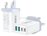 Chargeur rapide double USB-C 40W avec prises EU, US, UK, QC3.0, multi-ports pour téléphones mobiles iPhone, Samsung, Huawei