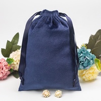 Sacs de voyage miniatures en velours, jetables, recyclables, taille personnalisable, haut de gamme, bleus, avec cordon de serrage, pour téléphone portable et bijoux, vente en gros