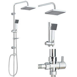 Ensemble de <span class=keywords><strong>douche</strong></span> simple avec pomme de <span class=keywords><strong>douche</strong></span> réglable en hauteur, en chrome ou nickel brossé, avec support, fixation par perçage, robinet d'<span class=keywords><strong>angle</strong></span> - Product Image 6