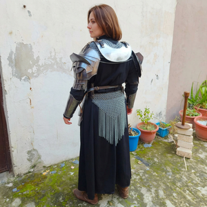 Conjunto de armadura de caballero para mujer, armadura medieval de acero, coraza de malla, armadura de fantasía para cosplay, estilo antiguo plateado - Product Image 3