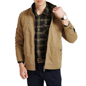 Vestes pour hommes printemps 2021, veste décontractée réversible en coton, kaki, vert armée et marine, vestes chino classiques à double face - Product Image 2