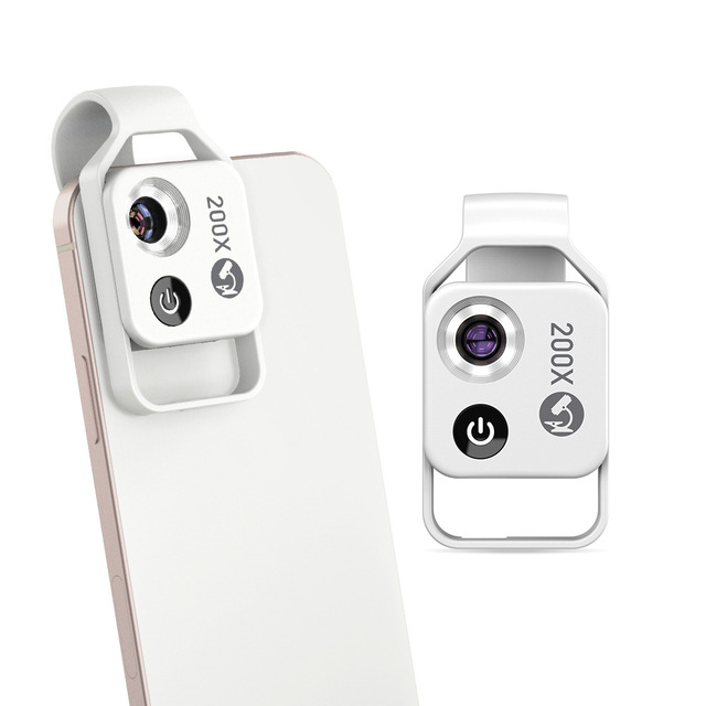 Digital 200x Microscope Lens With Cpl Mobile Led Guide Light Lamp Micro Pocket Supermacro Lens for Iphone Samsung Phones