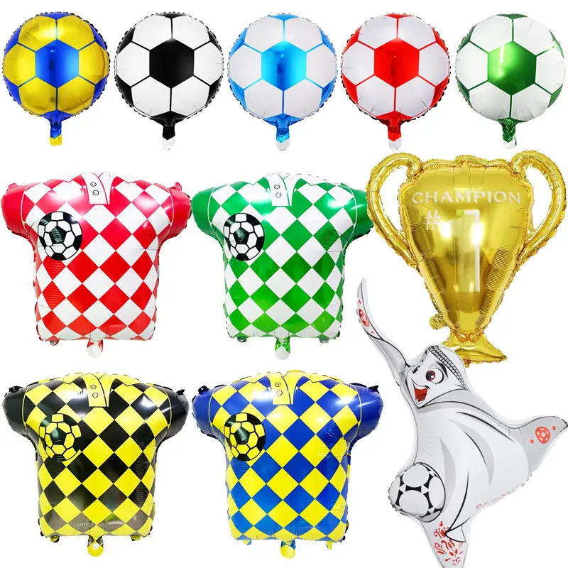 2024 Großhandel New Football World Jersey Aluminiumfolienballons für Kinder Sportthema Geburtstagsfeier Dekoration Ballons