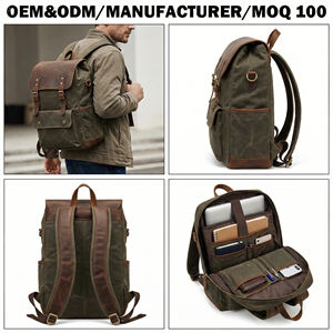 Sac à dos de voyage vintage haut de gamme pour homme en toile cirée et cuir Crazy Horse, grande capacité, personnalisable OEM pour le branding - Product Image 3