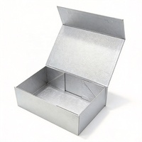 Boîtes cadeaux rigides en papier avec fermeture magnétique pliable, logo personnalisé, laminage brillant argenté métallique de luxe