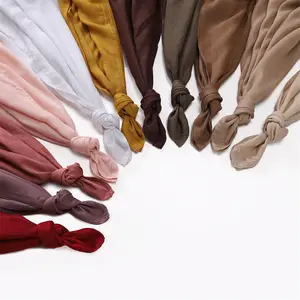 New Wholesale Customize Light Weight Plain Hijab Muslim Women Shawl Double Stitches Edge Viscose Rayon Cotton Modal Scarf Hijab