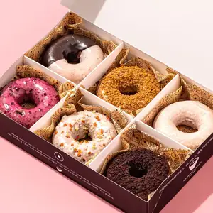 Custom Macaron Donut Pastry Bakery Cupcake Packaging Paper Boxes Cake Donut Packing Box For Food