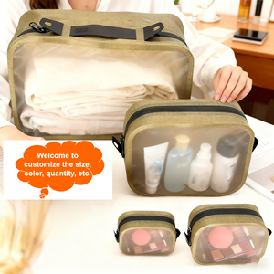 Sacs à maquillage personnalisés, sacs à maquillage <span class=keywords><strong>tendance</strong></span> pour femmes, trousse de toilette imperméable, fermeture à glissière, sacs de voyage semi-compactes pour cosmétiques - Product Image 1