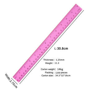 Règle droite transparente multicolore Glosense de 30 cm en PVC et plastique, populaire auprès des étudiants, pour le bureau et la papeterie scolaire - Product Image 3