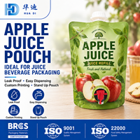 Pochettes personnalisées pour jus de pomme 1000 ml avec bec verseur et bouchon pour les acheteurs de boissons sous marque privée