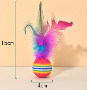 Tüy kedi oyuncak Pet ürünleri ile EVA köpük topu kedi gökkuşağı tüy topu oyuncak - Product Image 2