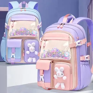 Hot Selling Girls Pink Purple Blue School Bag for 12 Years Old Large Capacity Children Primary School Backpack Kid Book Bags