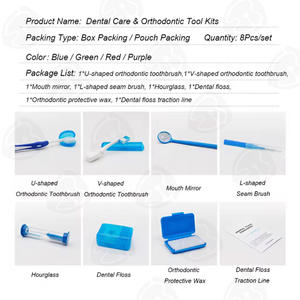 Draagbare 8-in-1 tandheelkundige reinigingsset voor beugels met mesh draagtas, orthodontische verzorgingsset inclusief timer en mondcamera - Product Image 3