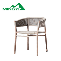 Vente en gros de chaises de meubles en bois de teck d'extérieur ensembles de chaises de salle à manger de jardin mobilier d'extérieur chaises tissées en corde de patio avec coussin