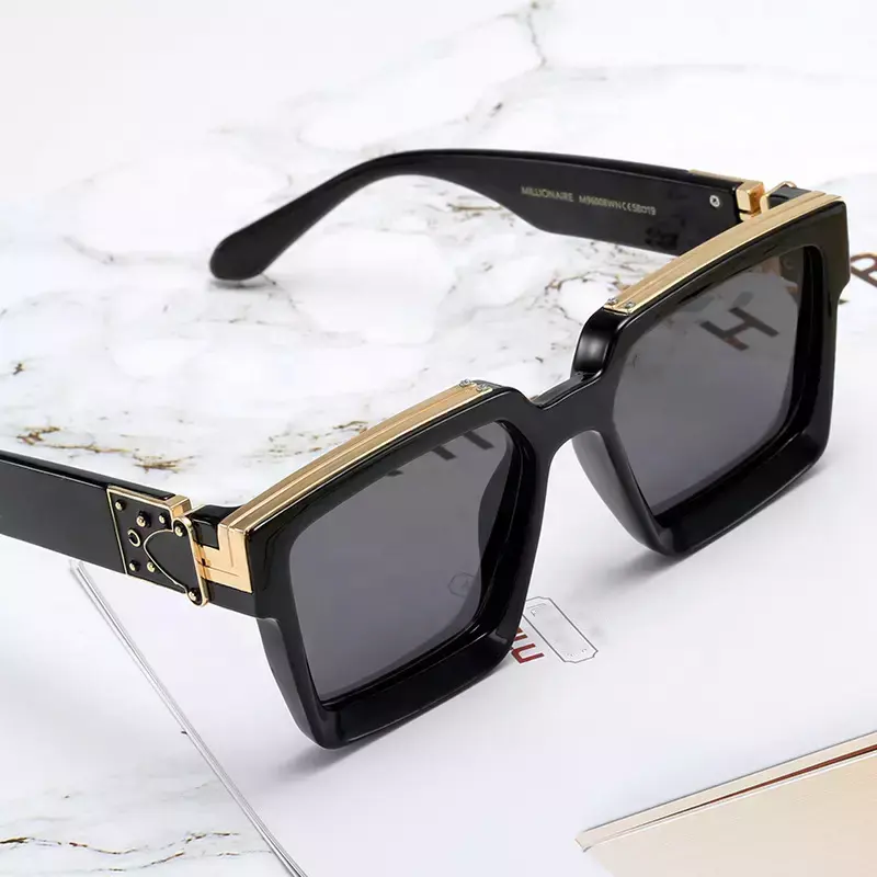 أحدث علامة تجارية مشهورة نظارات شمسية مربعة رائجة أزياء العلامة التجارية مصمم مليونير رجالي سول نظارات شمسية نسائية فاخرة