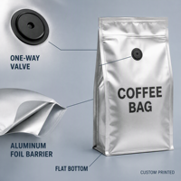 Sacs d'emballage pour café avec valve, fermeture éclair supérieure, anti-odeur, en aluminium, 9 couleurs, logo personnalisé, impression en gravure personnalisée, qualité alimentaire