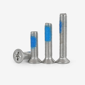 Tornillo Métrico de Acero al Carbono con Cabeza Plana y Fondo Cónico, Antiaflojamiento, Recubierto con Pegamento Azul, Tamaños M2-M8 - Product Image 6