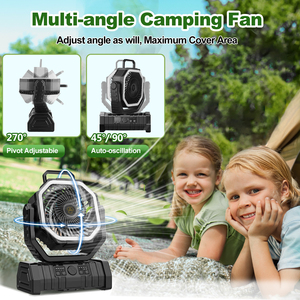 Ventilateur de camping portable rechargeable USB F6 10000 mAh, circulateur d'<span class=keywords><strong>air</strong></span> sans fil <span class=keywords><strong>270</strong></span>° pour la vente en gros °   Ventilateur de tente à tête rotative avec crochet - Product Image 3