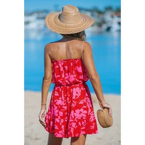 Vestido de playa mini sin mangas con cordones florales y cintura entallada, disponible en stock. - Product Image 4