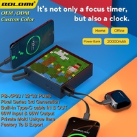 Nouvelle batterie externe Pixel de 3e génération 20000 mAh PD 65W avec câble de charge double intégré via connexion via application, accepte les commandes OEM