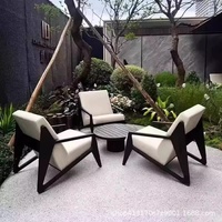 Canapé de patio en teck nordique pour l'extérieur, ensemble de chaises individuelles pour balcon, résistant à l'eau et au soleil, meubles en alliage d'aluminium pour terrasse