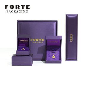 FORTE - Cajas de Anillos de Piel Sintética Morada de Alta Gama, Caja de Embalaje para Joyería con Logotipo Personalizado - Product Image 4
