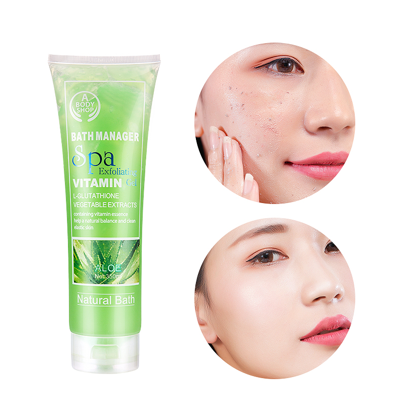 Wholesale privater label aloe vera whitening exfoliatong body shop aloe gel de douche exfoliant