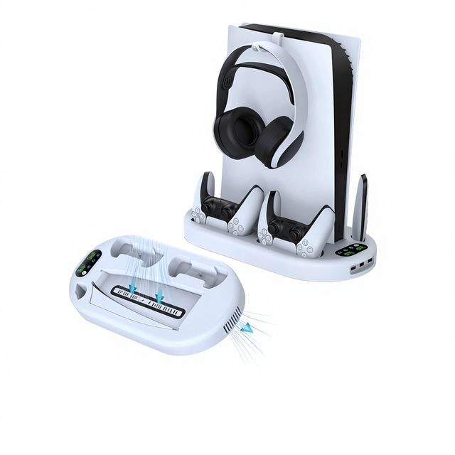 For PS5 Cooling Charging Dock ABS Material Game Controller Charging Stand Multi-Functional Bracket Intelligent Efficient