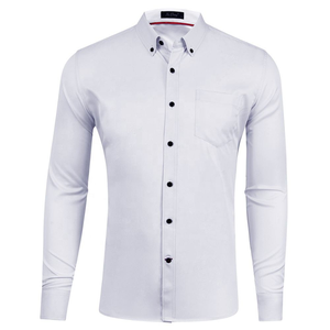 Chemise habillée homme à manches longues boutonnée, couleur unie, en popeline formelle, infroissable - Product Image 4