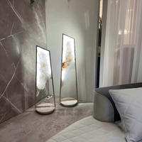 Lampe de table LED moderne de luxe en acier inoxydable et pierre nuageuse pour salon, chambre et hôtel – Lampe de table en marbre