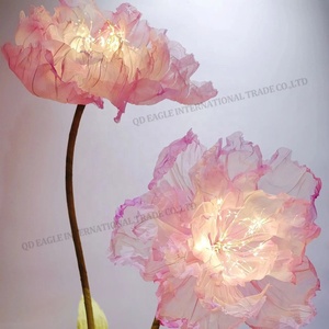 <span class=keywords><strong>Fiori</strong></span> Giganti Artificiali con Luci, Peonie in Organza Fatte a Mano per Decorazioni di Matrimoni, Finestre e Feste - Product Image 4
