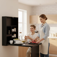 Wandmontierter Ausklappbarer Schreibtisch im Industriedesign Bürotisch mit Ablage für Heimbüro