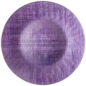 Assiette de présentation en verre de conception rétro, fabriquée à la machine, ronde, texturée en lin, vert, bleu, blanc, pour la maison, les mariages, les fêtes et les banquets - Product Image 5