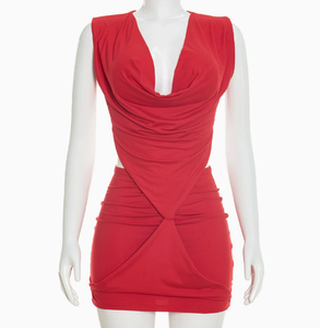 Viviblook Y25DS557 Ropa de Verano para Mujer, Nuevo Vestido Mini sin Mangas con Escote en V Profundo, Color Sólido, Sexy y Plisado - Product Image 1