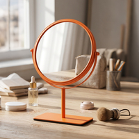 Miroir cosmétique de bureau compact et portable, double face, rond, avec cadre en métal chromé et design personnalisé
