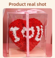 Rose en mousse PE, fleur éternelle, objet décoratif en forme de cœur. Cadeau pour la Saint-Valentin ou pour petite amie/meilleure amie.