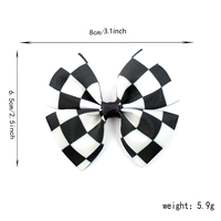 3.5 "F1 drapeau à carreaux course paillettes cheveux arcs enfants drapeau à carreaux pince en cuir filles course voiture accessoires