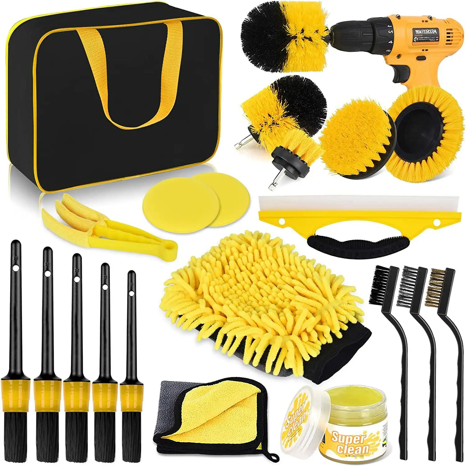 Ensemble complet Kit de nettoyage de voiture couleur personnalisée Kit de brosse de détail de haute qualité Nettoyage de voiture